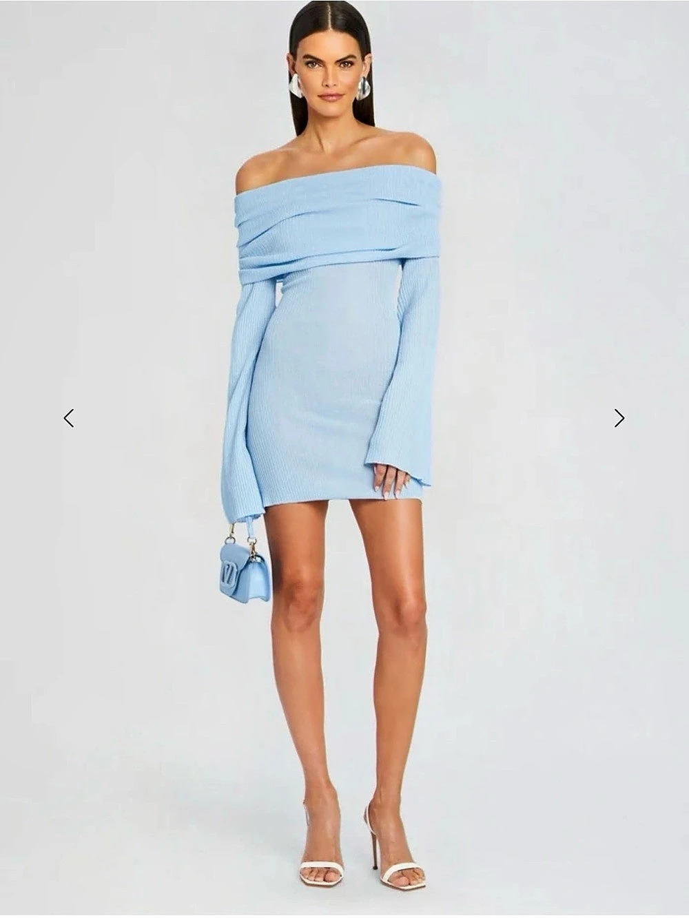Like New SEROYA Off-Shoulder Mini Dress in Blue